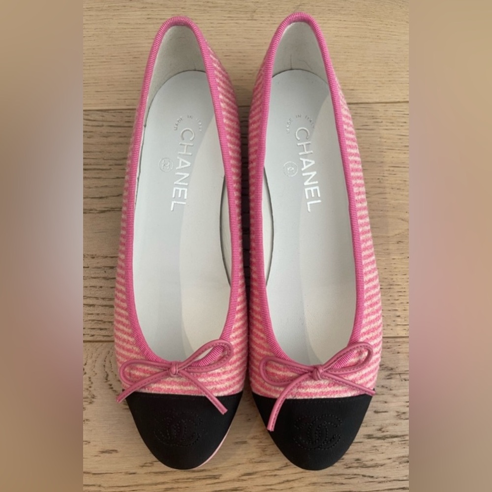 ISO Chanel pink striped ballet flats